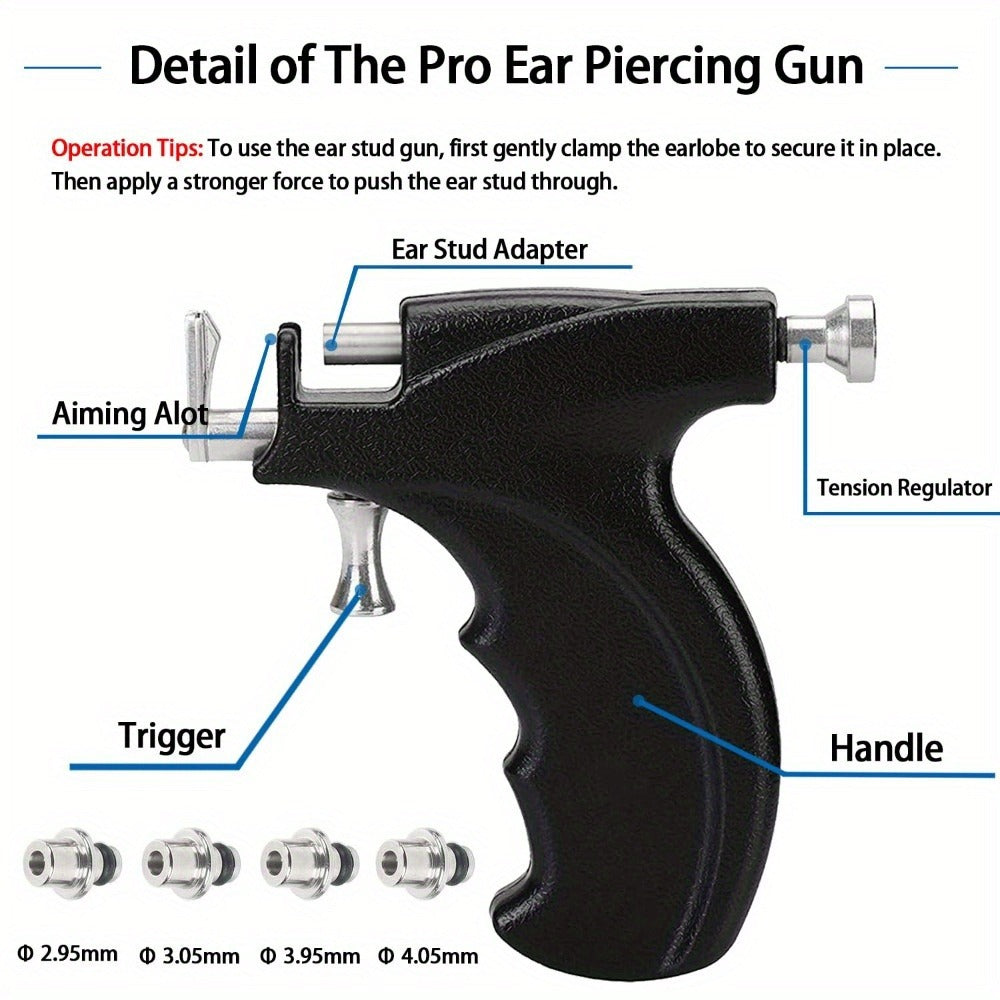 Professional Ear Piercing Kit - 36pcs CZ Diamond & Stainless Steel Stud Earrings with Reusable Piercing Gun