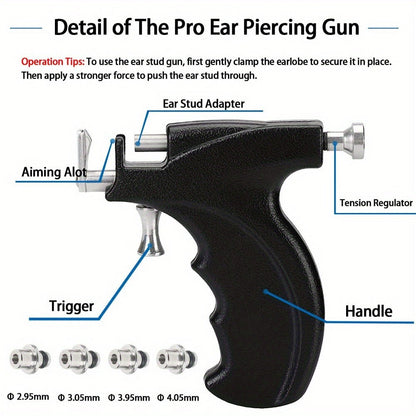 Professional Ear Piercing Kit - 36pcs CZ Diamond & Stainless Steel Stud Earrings with Reusable Piercing Gun