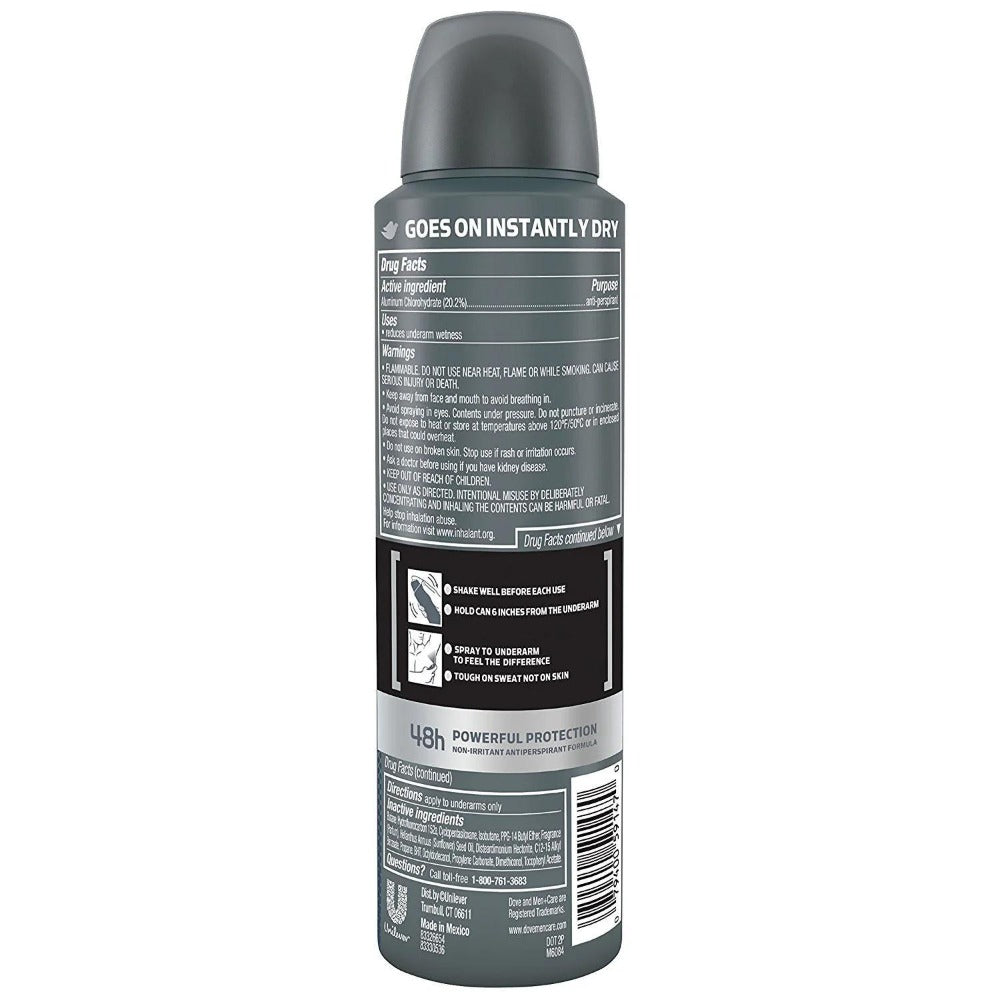 Dove Men+Care Invisible Dry Antiperspirant Spray, 150 ml Cans in Three-Pack with 72H Label