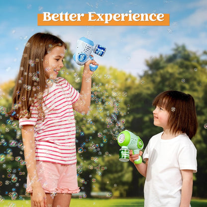 LED Light Up Bubble Gun 2 Pack with 4 Bottles Solution, 10-Hole Bubble Shooter 10000+ Bubbles Per Minute for Kids Adults