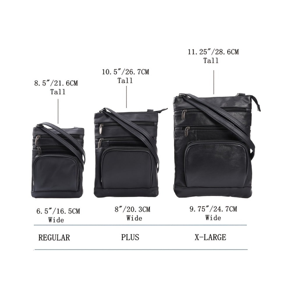 Genuine Leather Shoulder Bag for Women Men Soft First-Layer Cowhide Crossbody Bag Multi-Pocket Messenger Bag 3 Sizes Fits Smartphone Tablet