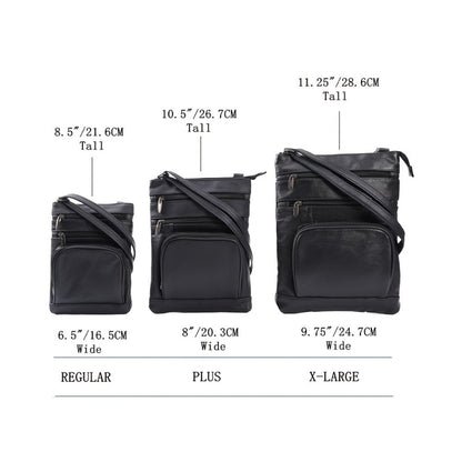 Genuine Leather Shoulder Bag for Women Men Soft First-Layer Cowhide Crossbody Bag Multi-Pocket Messenger Bag 3 Sizes Fits Smartphone Tablet