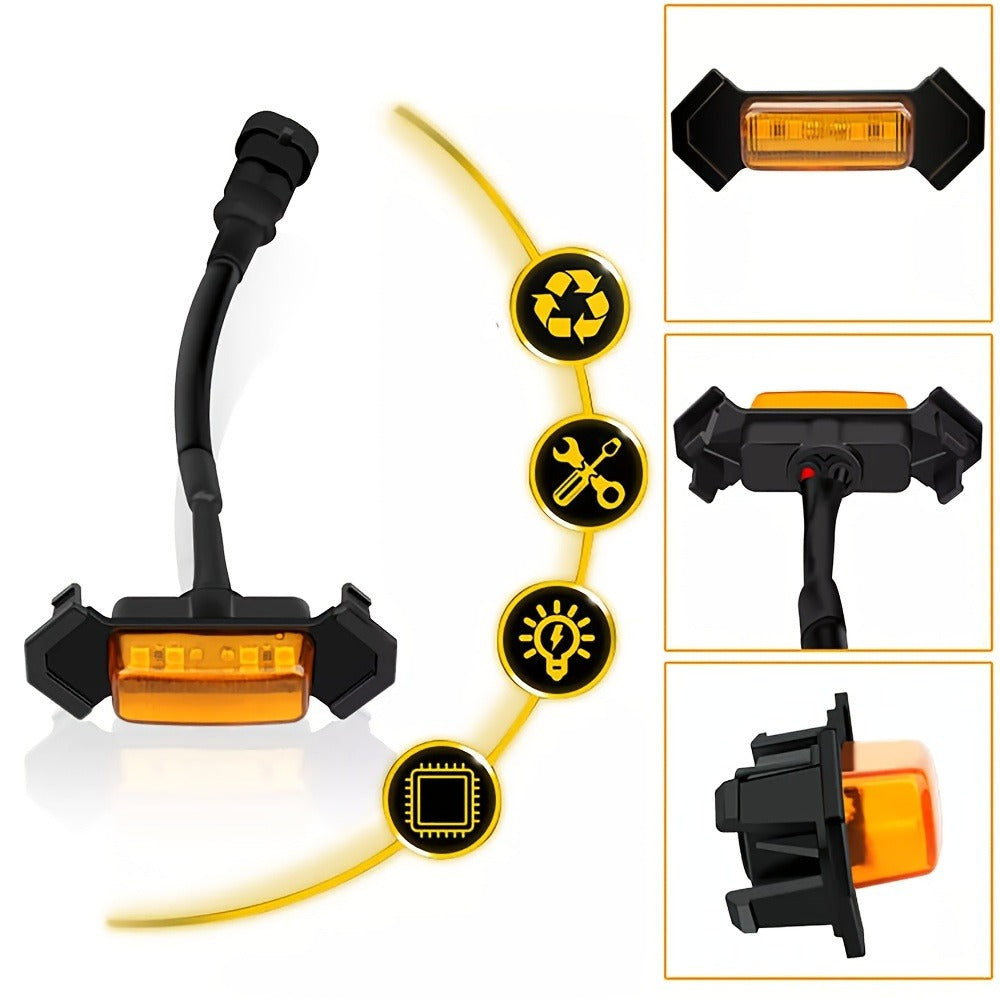Grille LED Lights 4pcs – Amber Yellow 12V Front Grille Decorative Lights, Black Shell, Universal Fit for Toyota