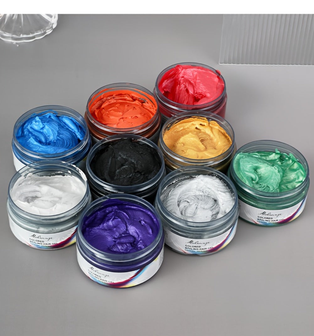 Hair Color Wax Temporary Hair Dye 3.53oz, 9 Vivid Shades, Easy Wash, Non-Damaging for Everyday Face, Beard and Body Grooming
