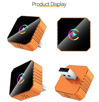 Compact USB Adapter for Factory Wired CarPlay or Android Auto Systems with Orange or Black Checkout Options