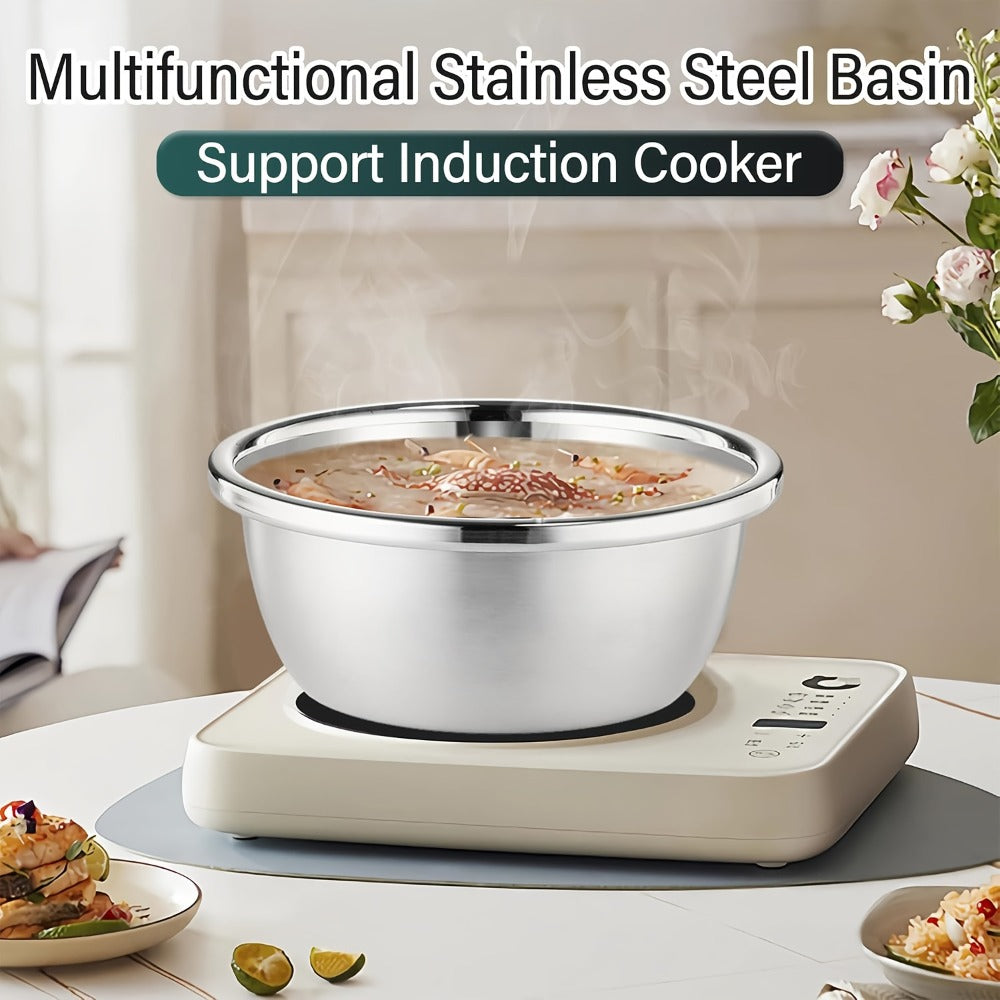 Stainless Steel Colander with Mixing Bowl Set 304 Food Grade Strainer Bowl for Washing for Home Cooking, Dining and Outdoor Meals