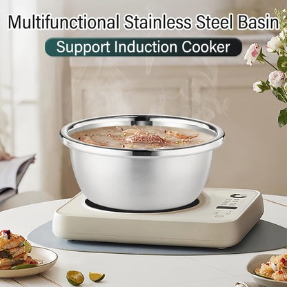 Stainless Steel Colander with Mixing Bowl Set 304 Food Grade Strainer Bowl for Washing for Home Cooking, Dining and Outdoor Meals