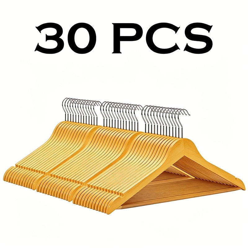 Premium Wooden Hangers with 360° Rotatable Hook & Shoulder Grooves | Slim Durable Wood Coat Suit Hangers | 10 20 30 Pack Closet Organizer