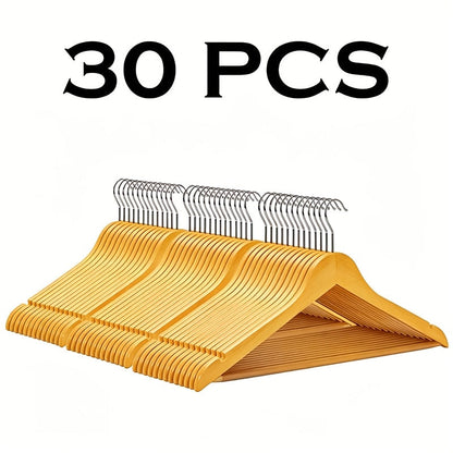 Premium Wooden Hangers with 360° Rotatable Hook & Shoulder Grooves | Slim Durable Wood Coat Suit Hangers | 10 20 30 Pack Closet Organizer