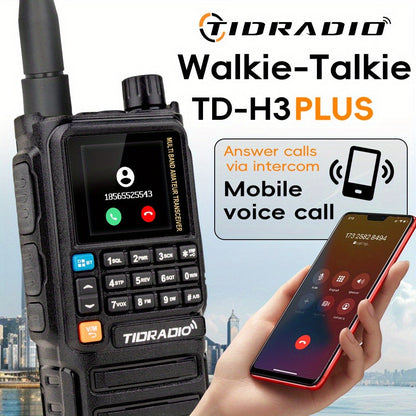 Tidradio H3 Plus Ham Radio Multi-Band Two-Way Radio, AM/FM Reception, Wireless Headset Compatible