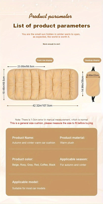 Vest-Style Car Seat Cushion with Connected Backrest and Seat Pad, Memory Foam Fill and Red, Beige or Black Options