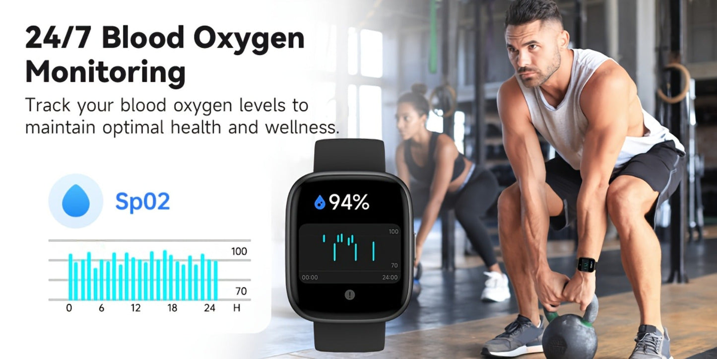 Smartwatch Alexa Built-in 1.83" HD – Wireless Calling, 100+ Sport Modes, Heart Rate, SpO2 and Sleep Readouts, Optional Woven