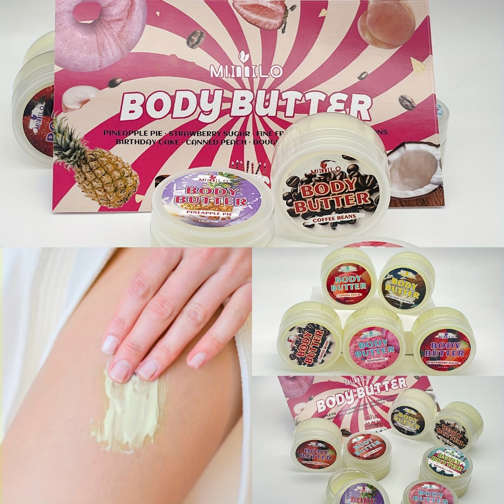Fruity Body Glaze Set 8 Scents 100g×2 – Pineapple Coconut Strawberry Coffee Peach Doughnut Birthday Cake Non-Greasy All-Day Moisturizing