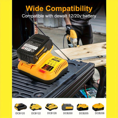 Fast Battery Charger for DeWalt 12V 20V 60V MAX Compatible with DCB120 DCB126 DCB200 DCB201 for Entryways, Bedrooms and Living Spaces