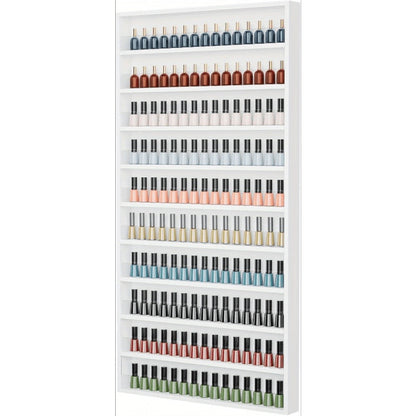 Nail Polish Rack Wall Mount Organizer 6-Tier & 10-Tier with Acrylic Baffle, Salon Display Shelf for Nail