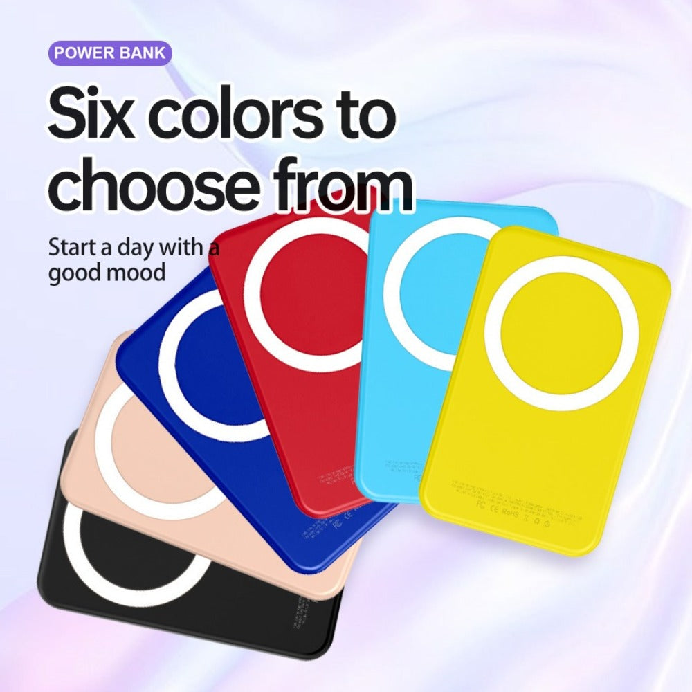 Power Bank Magnetic 5000mAh Mini with Wireless Charging, PD, QC3.0 and Eight Colors for Travel