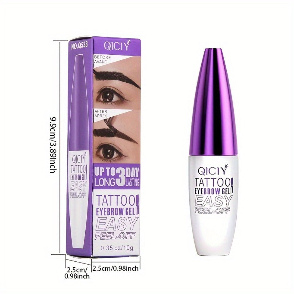 Eyebrow Tint Gel 4-Pack Semi-Permanent Tattoo Brow Gel Peel-Off, with Plant-Based Squalane, 4 Shades for All Skin Types