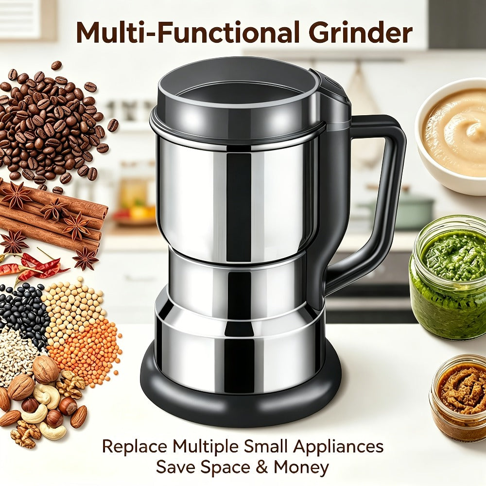 Electric Coffee Grinder 300W 25000RPM, 8-Blade Stainless Steel Spice & Grain Mill for Coffee Beans