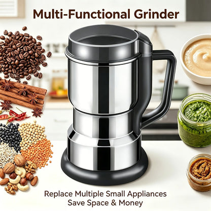 Electric Coffee Grinder 300W 25000RPM, 8-Blade Stainless Steel Spice & Grain Mill for Coffee Beans