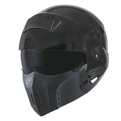 Motorcycle Helmet Convertible Full/Open-Face Shell with Detachable Mask, Smoked Shield, S-XL Sizes and Multiple Styles