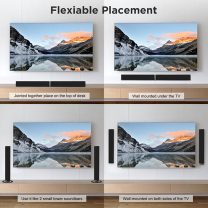 Detachable 31.5-Inch TV Soundbar with Remote, ARC, Optical and AUX Connections and Subwoofer Options