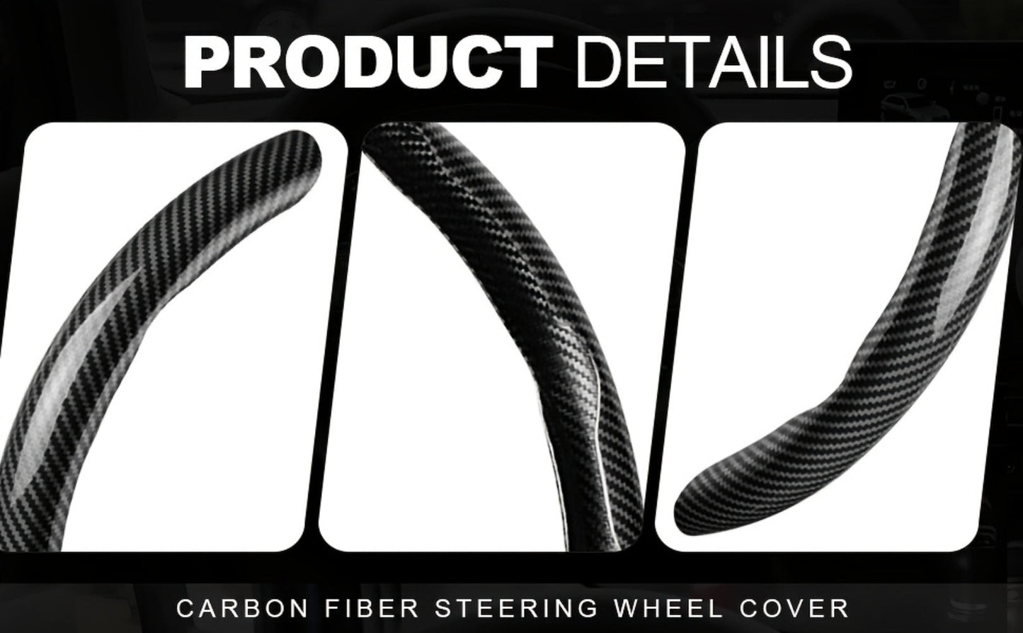 Steering Wheel Cover Carbon Fiber 3Pcs – Anti-Slip Scratch-Resistant Protector for Toyota RAV4, Camry, Corolla, Highlander, Tacoma, Tundra