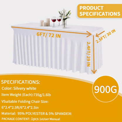 Tablecloth with Skirt for Rectangular Tables, Anti-Wrinkle Table Cover in Black, White & Red, Elegant Table Skirt for Wedding