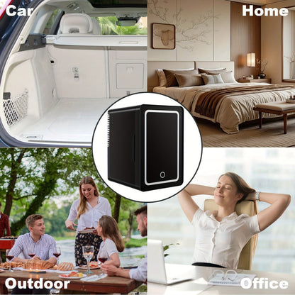 Mini Fridge 1.59 Gal 9-Can - AC/DC Portable Cooler & Heater, Silent Thermoelectric Refrigerator for Skincare