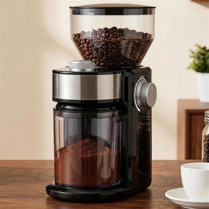 Electric Burr Coffee Grinder with 16 Grind Selections, 2-14 Cup Dial and Silver 9.5 x 7 x 5-Inch Body