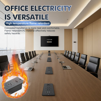 Recessed Power Strip In-Desk Embedded Socket 7-in-1, 3 AC Outlets & 4 USB Ports, Slim Space-Saving Design