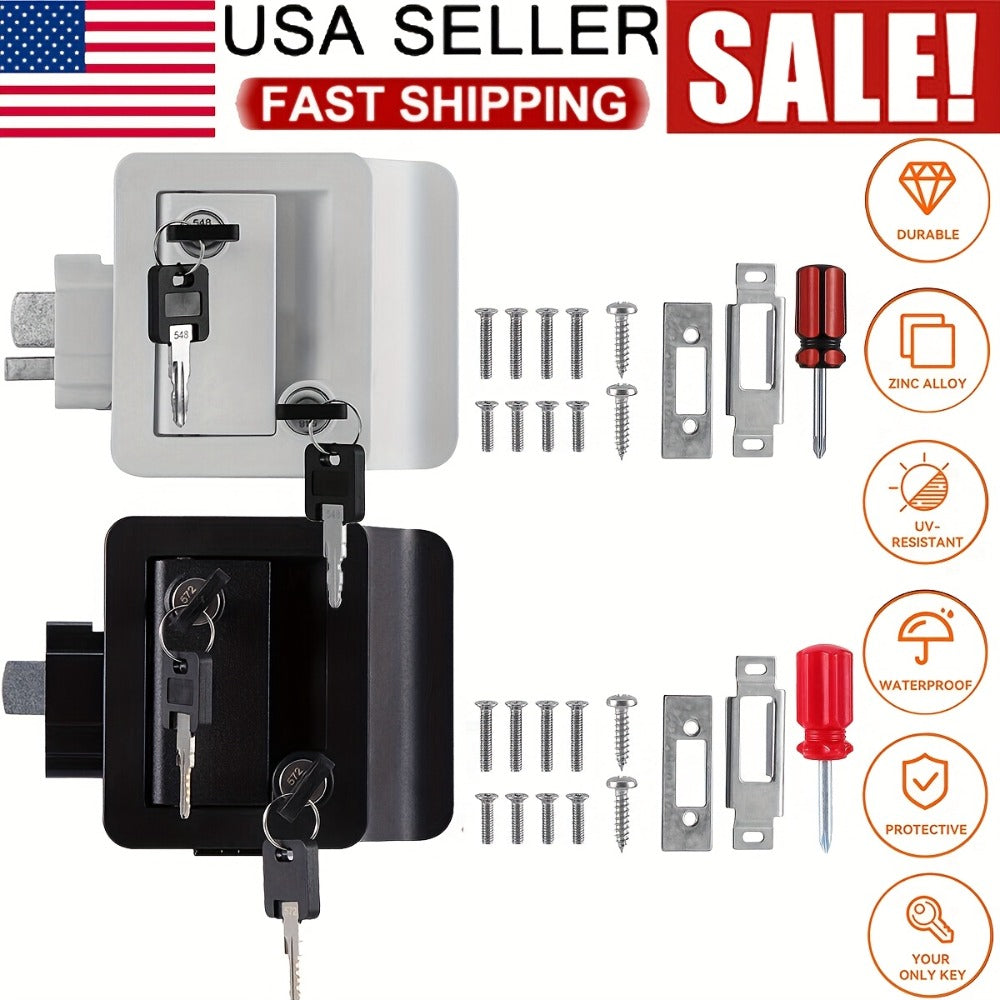 RV Door Lock Replacement – Travel Trailer Entry Door Lock with Deadbolt, Fits 2-3/4" x 3-3/4" Hole, 1-1/4" to 1-1/2" Door Thickness