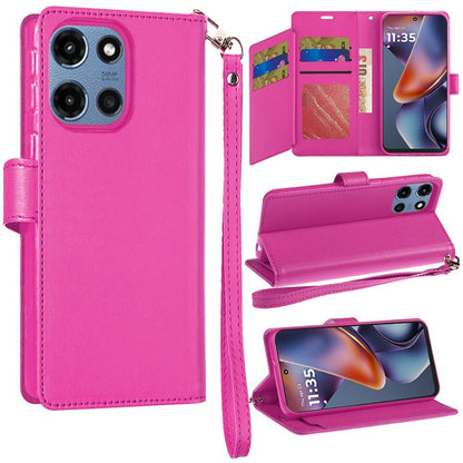 Moto G 5G 2025 Wallet Case PU Leather Folio with 5 Card Slots Cash Pocket Magnetic Closure Kickstand for Motorola Moto G 5G 2025