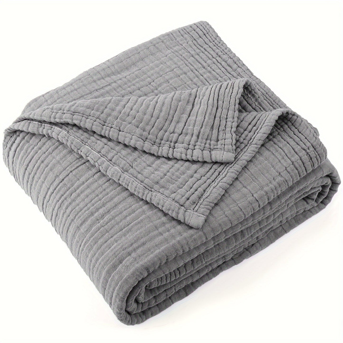 Muslin Blanket 100% Cotton 6-Layer, Breathable Gauze Throw for Couch & Bed, All Season, 13 Colors