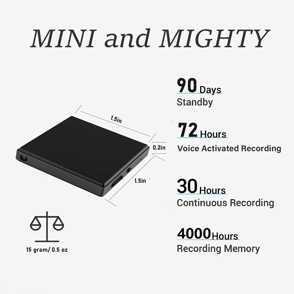 Voice Activated Recorder with AI Noise Reduction, 3072Kbps HD Audio Quality, 64GB Storage Up to 4000 Hours