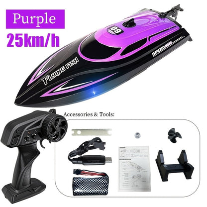 RC Speedboat 30KM/H with LED Night Navigation Lights with the Listed Color, Size or Set Options for Everyday Use