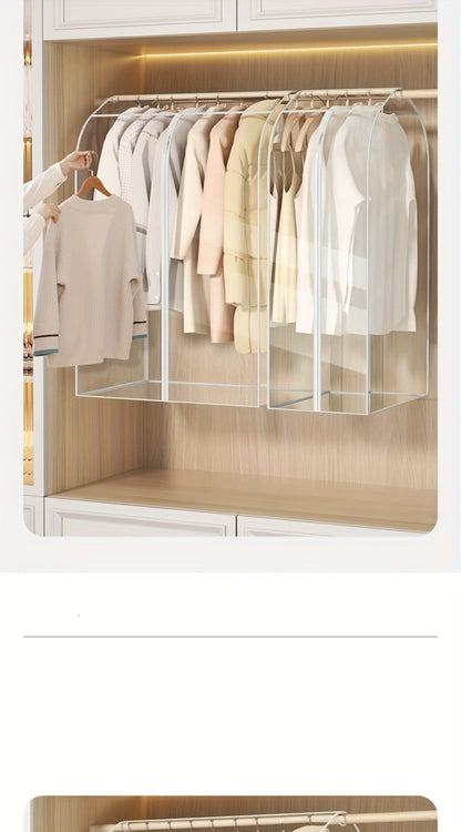 Clear Hanging Garment Bag PVC Zipper Dustproof Closet Organizer for Coats Suits Dresses for Entryways, Bedrooms and Living Spaces