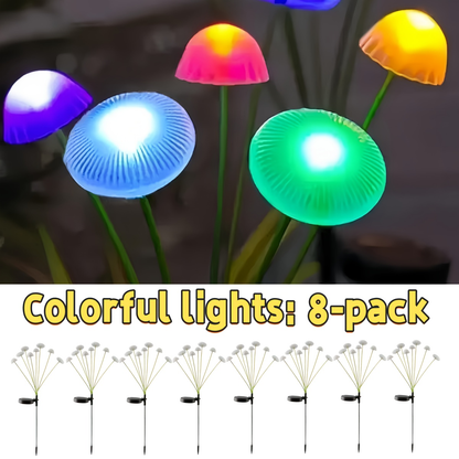 Solar Garden Lights IP65 Mushroom Path Stakes with Warm White 32-LED 4-Pack or 64-LED 8-Pack
