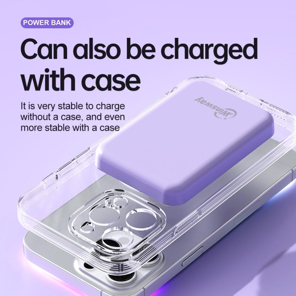 Power Bank Magnetic 5000mAh Mini with Wireless Charging, PD, QC3.0 and Eight Colors for Travel