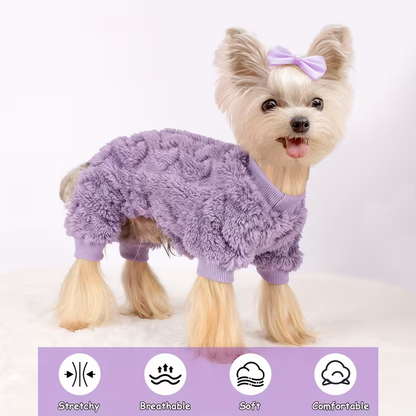 Dog Fleece Jumpsuit 4-Leg Onesie Sweater for Small Dogs & Cats 1-15lbs, Warm Pullover Pet Clothes Fall Winter Pajamas for Chihuahua Yorkie