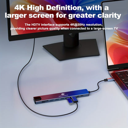10-in-1 USB-C Hub Ethernet Adapter with 4K HDMI, RJ45 Gigabit LAN, 100W PD, SD/TF Card Reader, USB 3.0/2.0