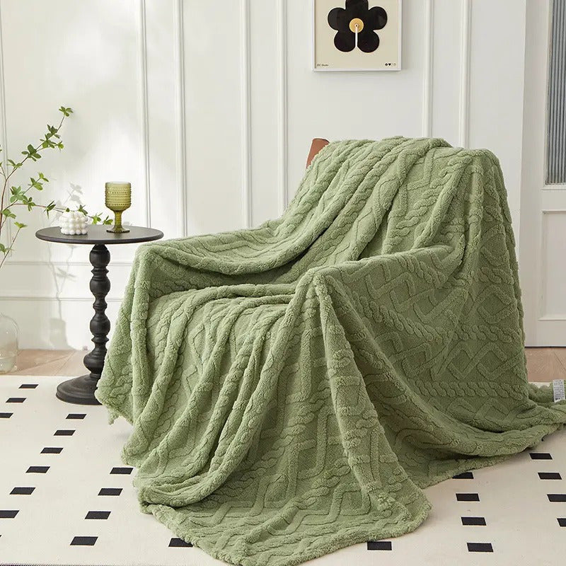 3D Plush Dense Weave Fleece Blanket, Ultra- Throw for Bed, Couch, Travel & Outdoor, Air-Conditioning Friendly