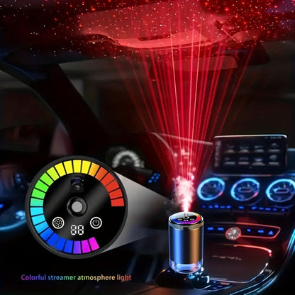 Car Aromatherapy Diffuser with Dynamic Light Show & Starry Sky Projector – USB Rechargeable Air Freshener, Essential Oil Perfume