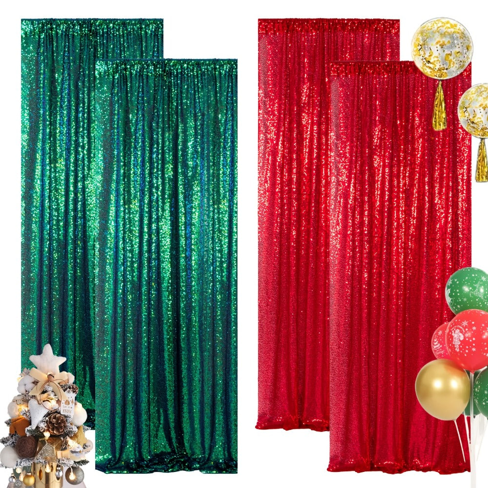 Sequin Backdrop Curtain for Party Wedding – 4x8ft Shimmering Glitter Curtain for Birthday Photo Booth Stage Decoration, Easy Hang