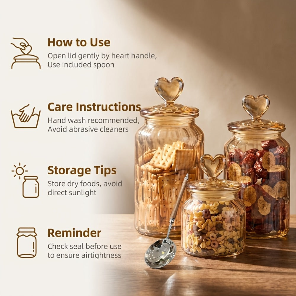 Airtight Glass Food Storage Jars with Clamp Lids 4-Set, 21.98oz & 47.34oz Clear Kitchen Canisters for Sugar
