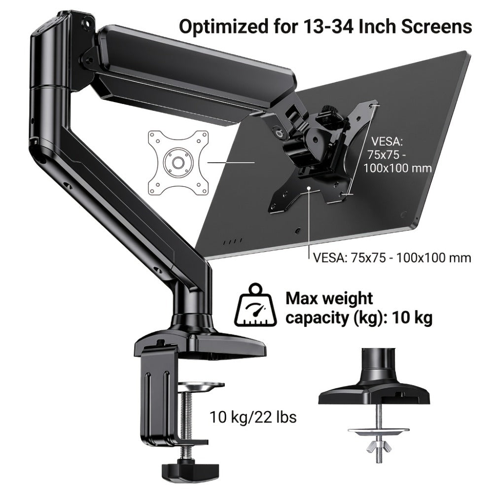 Dual Monitor Stand for 32 Inch Screens, Full Motion Dual Monitor Arm with 180° Swivel Tilt 360° Rotation