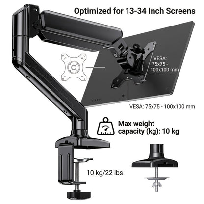 Dual Monitor Stand for 32 Inch Screens, Full Motion Dual Monitor Arm with 180° Swivel Tilt 360° Rotation
