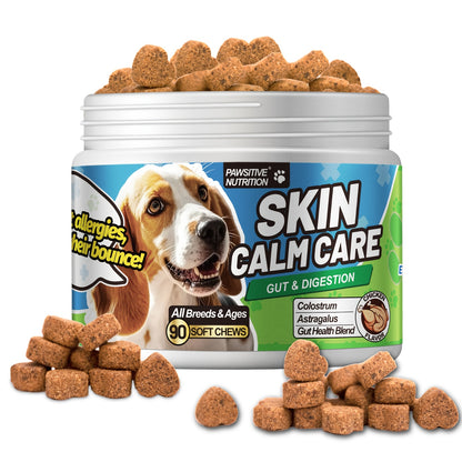 Dog Skin & Immune Probiotic Chews with Bovine Colostrum – 6 Billion CFUs, Dried Fermentate & Astragalus for Skin Calm & Immune Support
