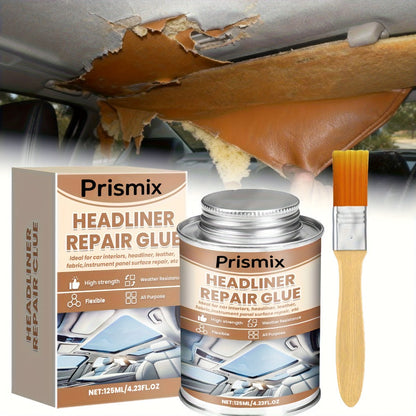 Car Headliner Repair Adhesive by Prismix, 125ml Can with Brush for Fabric and Interior Panel Application