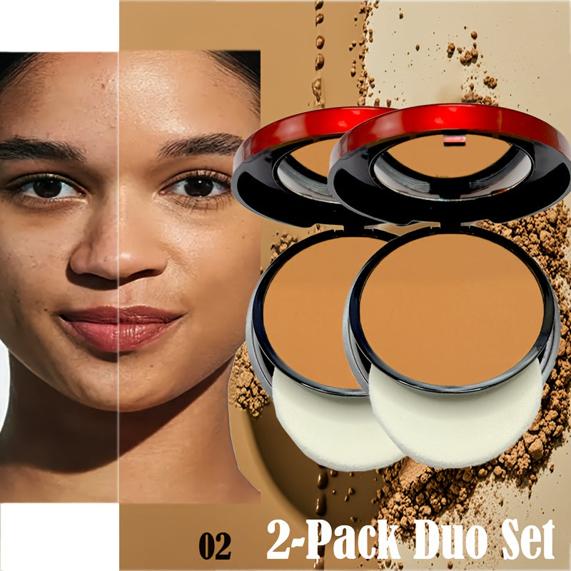 Pressed Powder Foundation Contour Matte Ful1l Coverage Oil Control Waterproof, 6 Shades Light to Dark