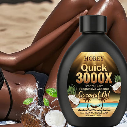 Coconut Oil Self-Tanning Lotion 100ml in Black Flip-Cap Bottle with Gold Label for Body Application